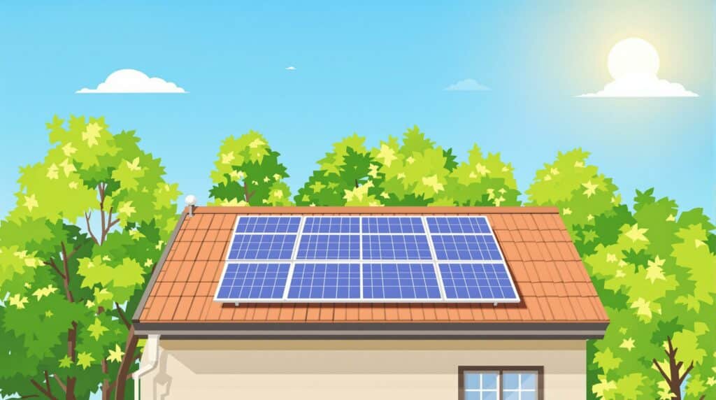 Maison avec panneaux solaires sur le toit